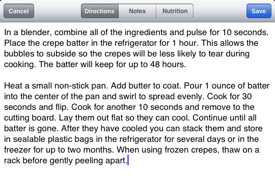 Unified Ingredients/Directions/Notes/Nutrition (Paprika for iPad v1.6.0)